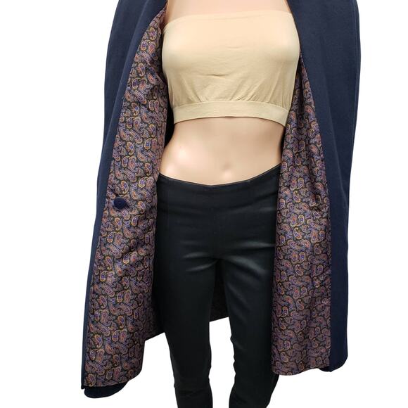 Vintage 80s Braefair Wool Pea Coat Overcoat Union Made in USA Double Breast 10 L - Picture 6 of 12